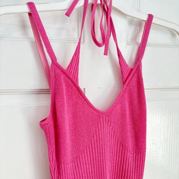 Hansen & Gretel Dress Belinda Pink Fuschia Knit Strap Midi Halter Long Straps XS - Picture 6 of 14